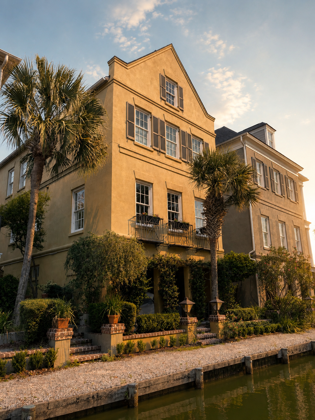 Luxury home exterior in a Mount Pleasant, South Carolina neighborhood